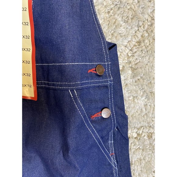 Red Kap Men's Denim Bib Overall 38x32 Blue Jeans Cargo Pockets - Picture 5 of 11